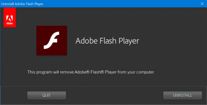 désinstaller complètement Adobe Flash Player de Windows 10 pic1.2