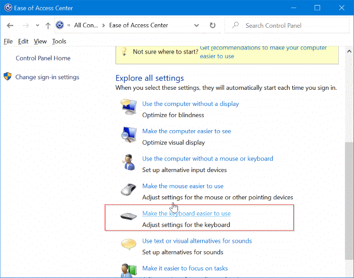 activer ou désactiver l'indicateur sonore et visuel pour CAPS LOCK et NUM LOCK dans Windows 10 pic5