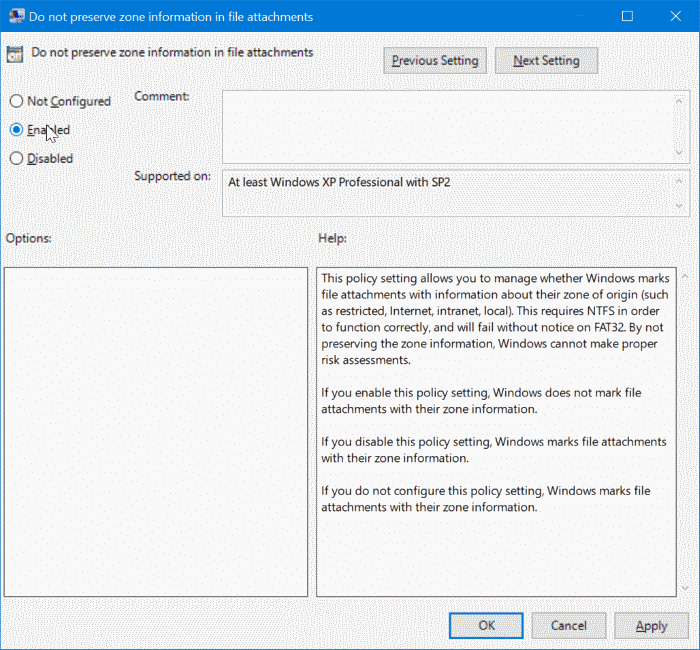 empêcher Windows 10 de bloquer les fichiers téléchargés pic2
