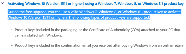 Windows 10 ne peut pas être activé après le 29 juillet 2016 à l'aide de la clé de produit Windows 7 8