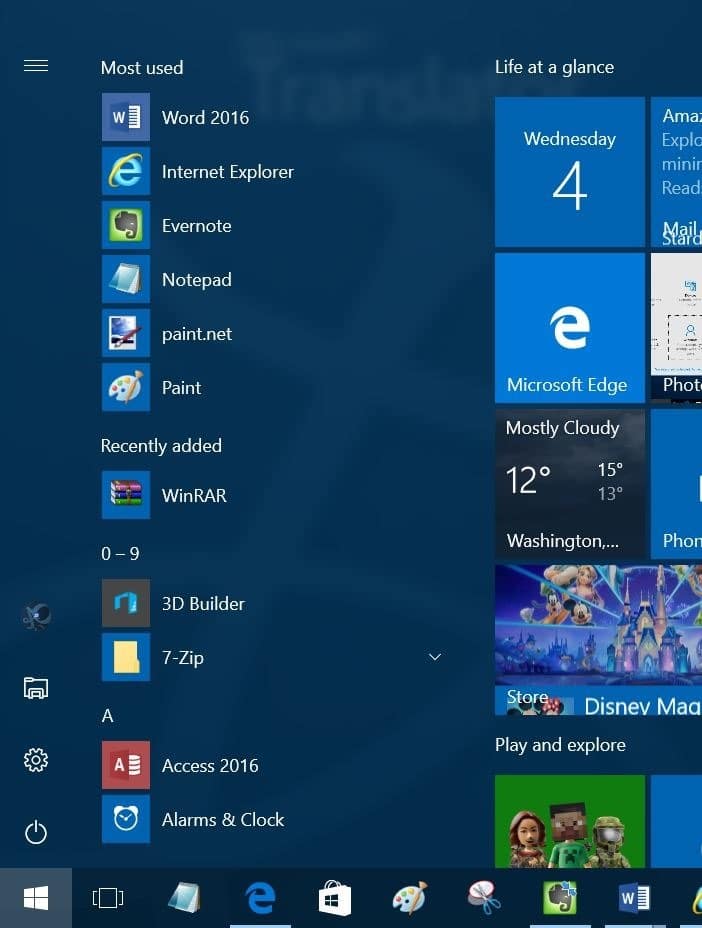 Bouton Toutes les applications manquant dans le menu Démarrer de Windows 10