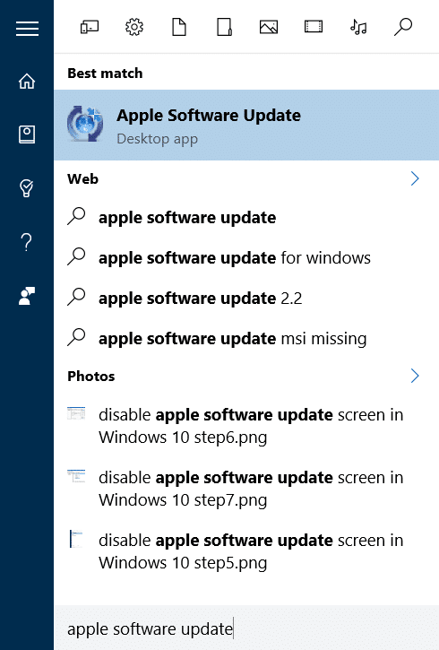 désactiver l'écran de mise à jour du logiciel Apple dans Windows 10 étape 4.1