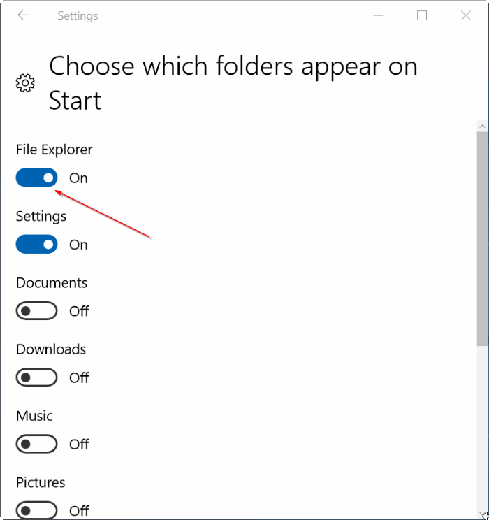 icône de l'explorateur de fichiers manquante dans le menu de démarrage de Windows 10 pic4