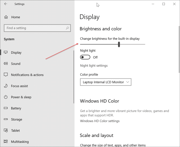 changer la luminosité de l'écran Windows 10