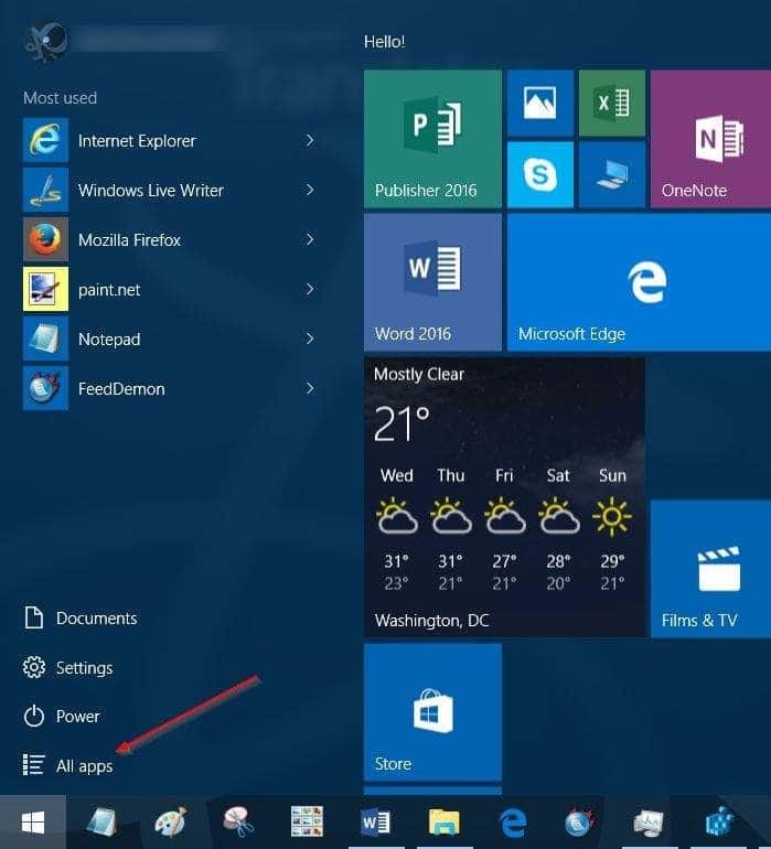 Ajouter ou supprimer le bouton Toutes les applications dans le menu Démarrer de Windows 10 pic1