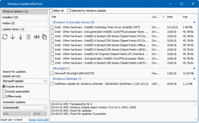 Windows Update Minitool pour Windows 10