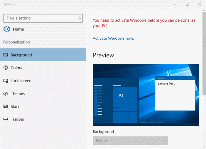 changer le fond d'écran de Windows 10 sans activation