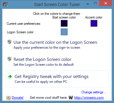Changer la couleur de l'écran de connexion pour Windows 8.1