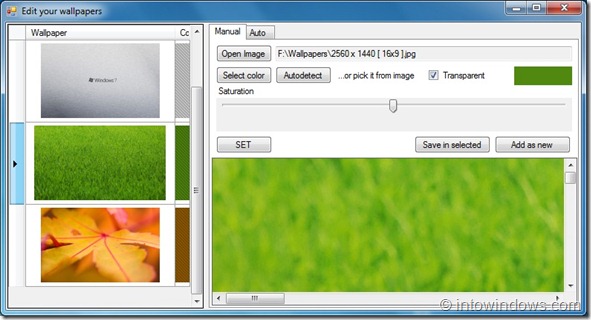 Définir une nouvelle couleur de fenêtre pour chaque arrière-plan du bureau dans Windows 7