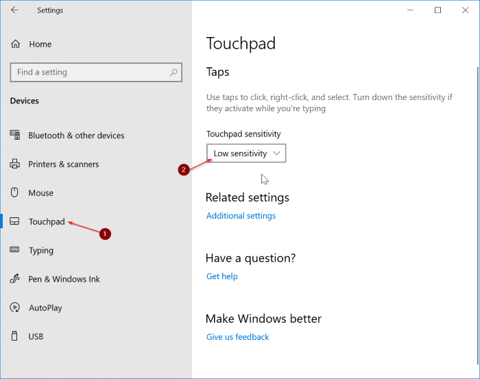 désactiver le pavé tactile lors de la saisie dans Windows 10 pic1