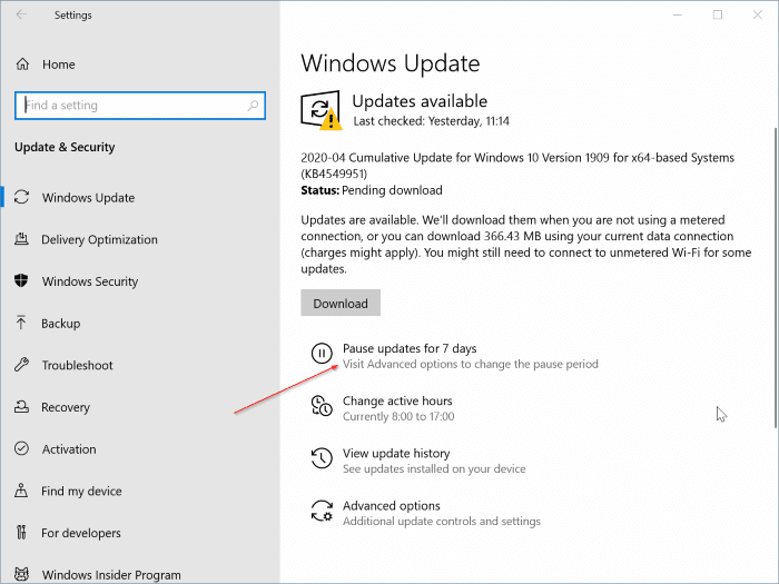 modifier les paramètres de mise à jour de Windows 10 pic1