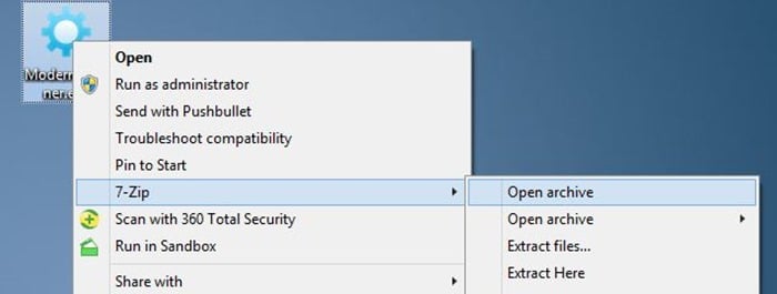 Supprimer 7-zip du menu contextuel de Windows