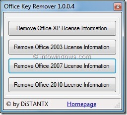 Supprimer la clé de produit Office 2010