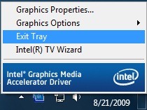 Comment supprimer l'icône graphique Intel de la barre des tâches Windows 7 pic1