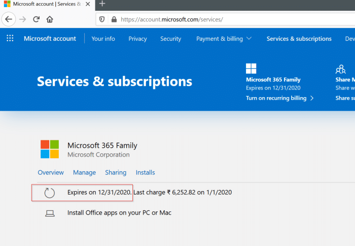 vérifier la date d'expiration de Microsoft Office 365 pic4