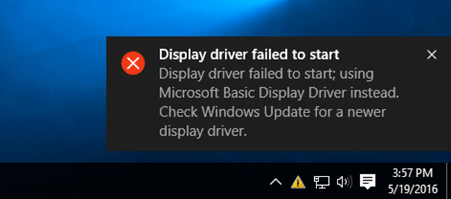 le pilote d'affichage n'a pas réussi à démarrer l'erreur dans Windows 10
