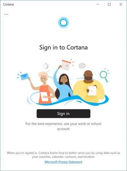 Impossible de fermer la fenêtre de connexion Cortana