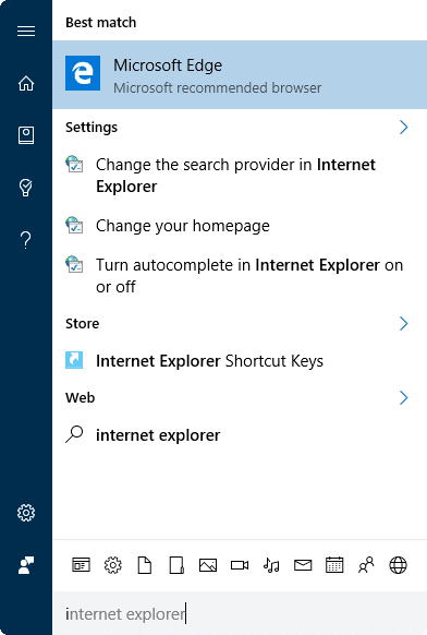 Internet Explorer manquant dans Windows 10 pic1