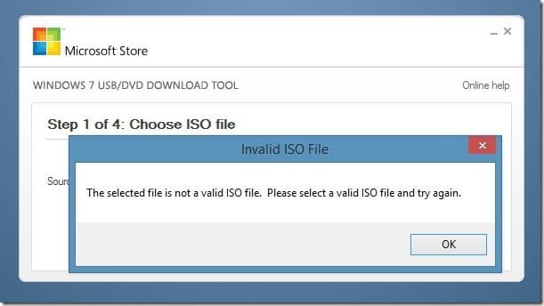 Le fichier sélectionné n'est pas ISO