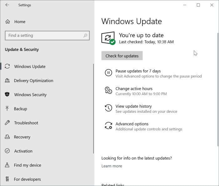 Afficher le lien vers les mises à jour facultatives manquantes dans Windows 10 pic2