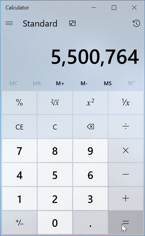 calculatrice classique de style Windows 7 pour Windows 10