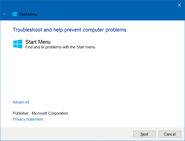 Outil de réparation du menu Démarrer de Windows 10 (2)