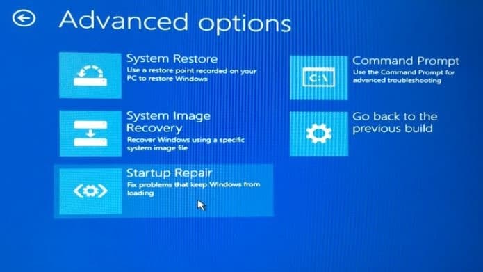 ouvrir les options de démarrage avancées sur un PC Windows 10 non amorçable step5