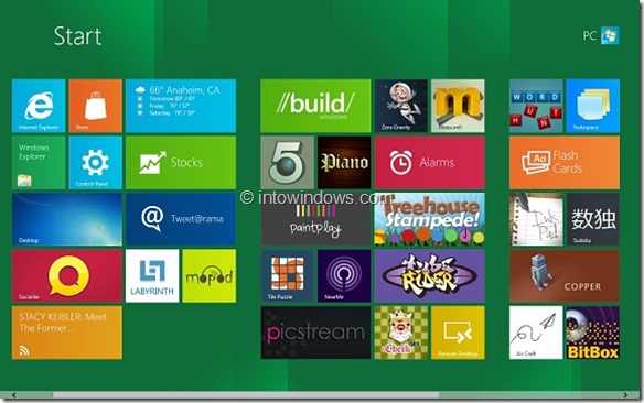 Écran de démarrage de Windows 8